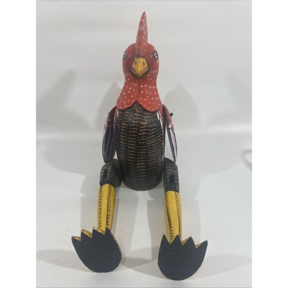 Pier One Imports Wooden Hand Painted Primitive Folk Art  Rooster Shelf Sitter - Picture 6 of 9